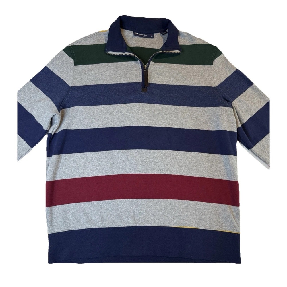 Cremieux Classics Men's Quarter Zip Pullover | Striped Knit | Size M